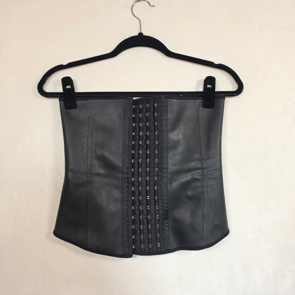 Yianna Waist Trainer Women's S Black Faux Leather Corset Underbust Shapewear